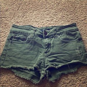 Green jean shorts